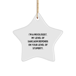 Funny Mixologist Gifts for Christmas - Star Ornament with Sassy Quote from a Mixologist, Great Gift Idea for Friends, Family, or Coworkers - Image 1