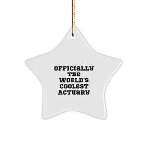 Funny Actuary Gifts, 'Officially The World's Coolest Actuary' Star Ornament for Christmas, Gifts from Men to Actuary Friends, Unique Actuary Present - Image 1