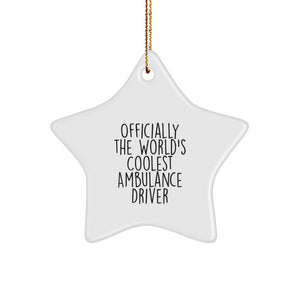 Funny Ambulance Driver Gifts, Officially The World's Coolest Ambulance Driver, Star Ornament, Christmas Unique Presents for Ambulance Driver, Gifts from Friends - Image 1