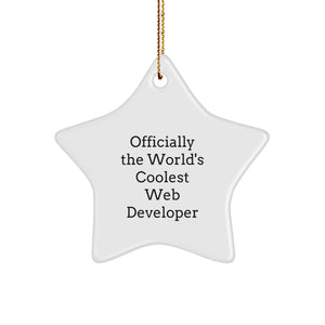 Funny Web Developer Christmas Unique Gifts for Men from Friends, Officially The World's Coolest Web Developer Star Ornament, Unique Star Shaped Decorations for Web Developers - Image 1