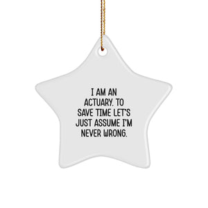 Funny Actuary Star Ornament Gifts for Actuary Friends and Family, Unique Christmas Decorations, Gifts from Men to Women Colleagues - Image 1