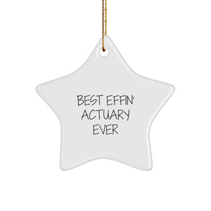 Funny Actuary Gifts for Men, Star Ornament with Best Effin' Actuary Ever Quote, Christmas Unique Gifts from Friends to Actuary Coworkers - Image 1