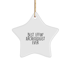 Funny Archeologist Gifts for Friends - Best Effin' Archeologist Ever Star Ornament, White, Star Shaped Christmas Unique Decorations - Image 1