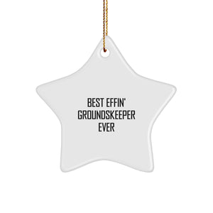 Funny groundskeeper Gifts for Him from Friends, Best Effin' Star Ornament for Christmas - Image 1