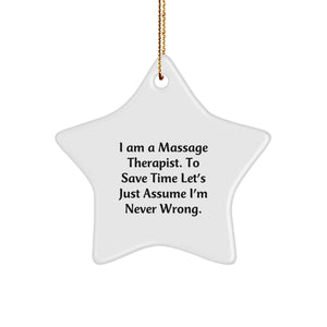 Funny Massage Therapist Gifts, Star Ornament for Christmas Unique Gifts from Friends to Massage Therapist - Image 1