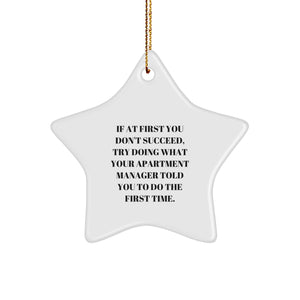 Funny Apartment Manager Gifts, Star Ornament, Gifts for Him, Funny Office Decor, Christmas Unique Gifts from Friends, Humorous Apartment Manager Star Ornament - Image 1