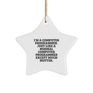 Funny Computer Programmer Gifts - I'm A Computer Programmer. Just Like A Normal Computer Programmer Except Much Hotter. Star Ornament from Friends for Christmas - Image 1