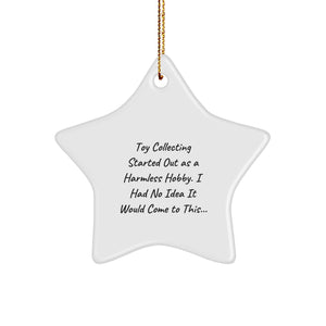 Funny Toy Collecting Gifts for Men, Women, and Friends - Star Ornament with White Color, Star Shaped, and Festive Gold Cord for Christmas Unique Gifts - Image 1