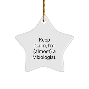 Funny Mixologist Star Ornament Gifts from Friends for Christmas - Keep Calm, I'm (almost) A Mixologist. - Star Shaped Decor - Image 1