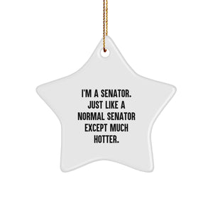 Funny Senator Gifts from Friends to Men, 'I'm A Senator. Just Like A Normal Senator Except Much Hotter.' Star Ornament for Christmas Unique Gifts - Image 1