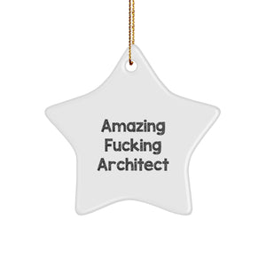 Funny Architect Gifts for Men, Star Ornament with 'Amazing F--king Architect' Quote, Christmas Unique Gifts from Family to Coworkers - Image 1