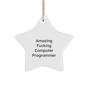 Funny Computer Programmer Gifts from Friends - Star Ornament for Christmas Unique Presents - Image 1