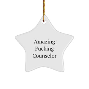 Funny Counselor Gifts - Amazing Star Ornament for Christmas - Gift from Men to Counselor Friends - Star Shaped White Decor for Counselor's Office - Image 1