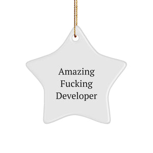 Funny Developer Star Ornaments, Funny Developer Gift, Christmas Unique Presents for Developers, Gifts from Friends, Funny Star Shaped Decorations - Image 1