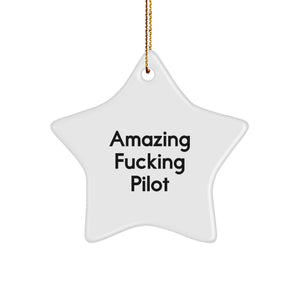 Funny Star Ornament for Pilot Lovers, Gifts from Friends to Family, Christmas Unique Pilot Gifts, Star Pilot Decoration, Pilot Gift Ideas, Pilot Presents, Pilot Star Ornaments - Image 1