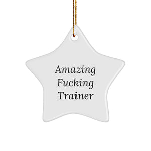 Funny Trainer Gifts from Men, Star Ornament with Amazing F--king Trainer Quote for Christmas Unique Gifts - Image 1
