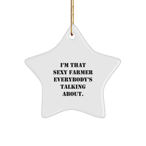 Farmer Star Ornament - Funny Sexy Farmer Gifts for Men, Unique Christmas Ornaments, Star Shaped Decorations from Friends - Image 1