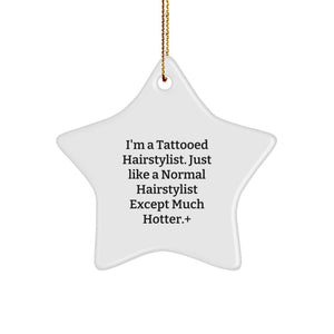 Funny Hairstylist Gifts for Men - Star Ornament from Friends - Christmas Unique Decorations - Image 1