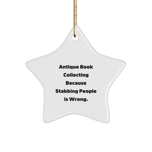 Antique Book Collecting Gift for Men, Friends, or Family - Funny Star Ornament, Christmas Unique Decorations, Gifts from Women, Antique Book Lover - Image 1