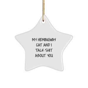 Funny Hemingway Cat Star Ornament Gifts for Men from Christmas Unique Gifts - Image 1