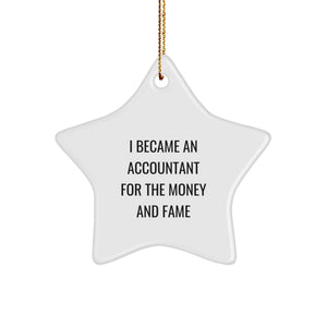 Funny Accountant Gifts for Friends, Christmas Unique Star Ornament 'I Became An Accountant For The Money And Fame' from Coworkers - Image 1