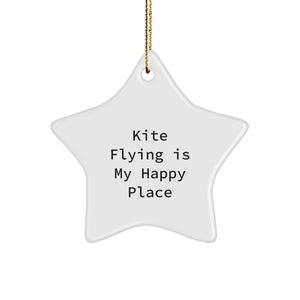 Kite Flying Delights, Star Ornament Gifts from Friends, 'Kite Flying Is My Happy Place' Quote, Christmas Unique Gifts - Image 1