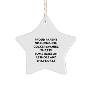 Funny English Cocker Spaniel Dog Star Ornament Gifts from Men to Family for Christmas - Image 1