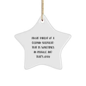 German Shepherd Dog Star Ornament, Proud Parent Gifts, Funny Quote, Christmas Unique Gifts from Family - Image 1