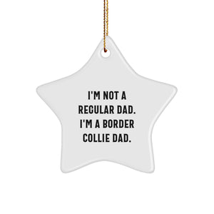 Funny Border Collie Dad Gifts for Him, Star Ornament from Men to Family, Perfect for Christmas Unique Presents - Image 1