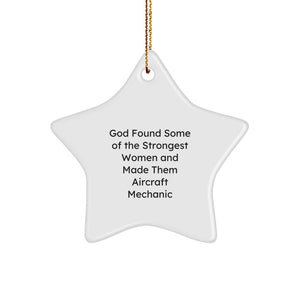 Aircraft Mechanic Star Ornament Gifts for Friends from Men, Funny Quote Christmas Unique Gifts - Image 1