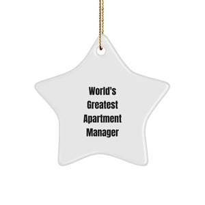 Funny 'World's Greatest' Apartment Manager Christmas Unique Gift Star Ornament, Gifts from Family to Apartment Manager, Apartment Manager Star Ornament, Star Ornament Gifts for Apartment Manager - Image 1