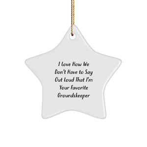 Funny groundskeeper Gifts from Men - Star Ornament for Christmas Decorations, White Color, Edge-to-Edge Sublimation Printing, 3.25\ - Image 1