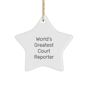 World's Greatest Court Reporter Christmas Star Ornament, Gifts from Family to Court Reporter, Unique Court Reporter Gifts - Image 1