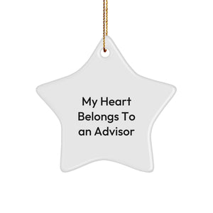 Funny Advisor Gifts Christmas Star Ornament My Heart Belongs To An Advisor Gifts from Men for Advisor - Image 1