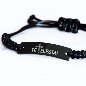 Motivational Christian Black Rope Bracelet, Tetelestai, -Inspirational Christmas, Family Gifts for Christian Men, Women, Girls & Boys