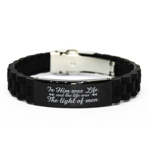 Motivational Christian Bracelet, In Him was life, and the life was the light of men., Inspirational Christmas , Family, Anniversary  Gifts For Christian Men, Women, Girls & Boys