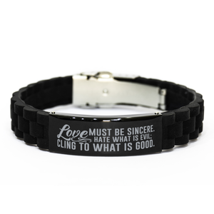 Motivational Christian Bracelet, Love must be sincere. Hate what is evil; cling to what is good., Inspirational Christmas , Family, Anniversary  Gifts For Christian Men, Women, Girls & Boys