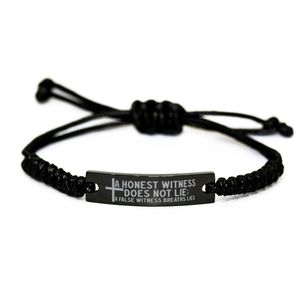 Motivational Christian Black Rope Bracelet, A honest witness does not lie; a false witness breaths lies., Inspirational Christmas , Family, Anniversary  Gifts For Christian Men, Women, Girls & Boys