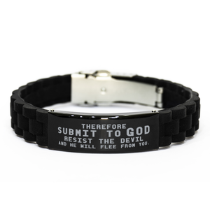 Motivational Christian Bracelet, Therefore submit to God. Resist the devil and he will flee from you., Inspirational Christmas , Family, Anniversary  Gifts For Christian Men, Women, Girls & Boys