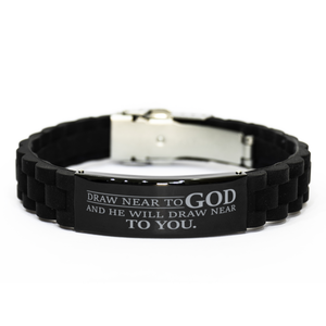 Motivational Christian Bracelet, Draw near to God and He will draw near to you., Inspirational Christmas , Family, Anniversary  Gifts For Christian Men, Women, Girls & Boys