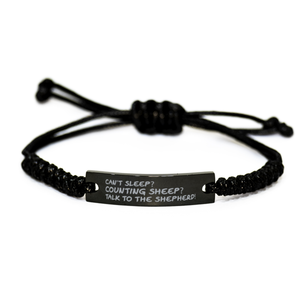 Motivational Christian Black Rope Bracelet, Can