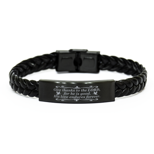 Motivational Christian Stainless Steel Bracelet, I Give thanks to the Lord, for he is good. His love endures forever., Inspirational Christmas , Family, Anniversary  Gifts For Christian Men, Women, Girls & Boys