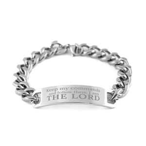 Motivational Christian Stainless Steel Bracelet, Keep my commands and follow them. I am the Lord., Inspirational Christmas , Family, Anniversary  Gifts For Christian Men, Women, Girls & Boys