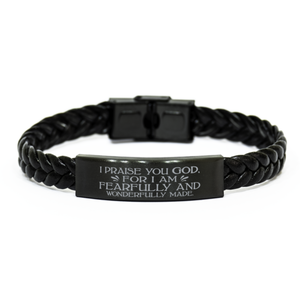 Motivational Christian Stainless Steel Bracelet, I praise you God, for I am fearfully and wonderfully made., Inspirational Christmas , Family, Anniversary  Gifts For Christian Men, Women, Girls & Boys