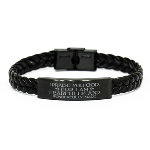 Motivational Christian Stainless Steel Bracelet, I praise you God, for I am fearfully and wonderfully made., Inspirational Christmas , Family, Anniversary  Gifts For Christian Men, Women, Girls & Boys