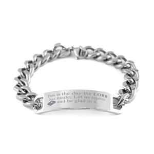 Motivational Christian Stainless Steel Bracelet, This is the day the Lord has made; Let us rejoice and be glad in it., Inspirational Christmas , Family, Anniversary  Gifts For Christian Men, Women, Girls & Boys