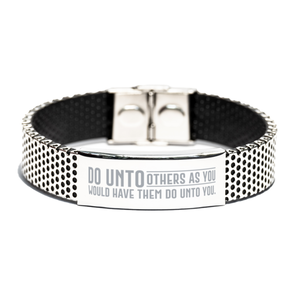 Motivational Christian Stainless Steel Bracelet, Do onto others as you would have them do onto you., Inspirational Christmas , Family, Anniversary  Gifts For Christian Men, Women, Girls & Boys