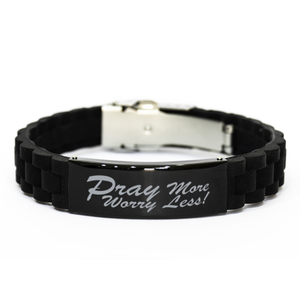 Motivational Christian Bracelet, Pray more, worry less!, Inspirational Christmas , Family, Anniversary  Gifts For Christian Men, Women, Girls & Boys