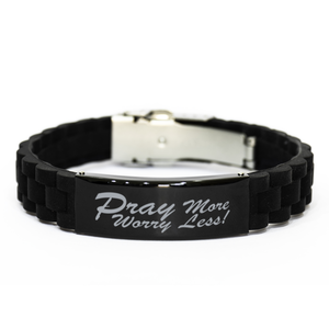 Motivational Christian Bracelet, Pray more, worry less!, Inspirational Christmas , Family, Anniversary  Gifts For Christian Men, Women, Girls & Boys