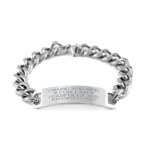 Motivational Christian Stainless Steel Bracelet, I praise you God, for I am fearfully and wonderfully made., Inspirational Christmas , Family, Anniversary  Gifts For Christian Men, Women, Girls & Boys